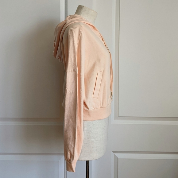 Young Fabulous & Broke Hoodie Cropped Full Zip Front Faux Pockets Peach M NWT - Picture 5 of 11